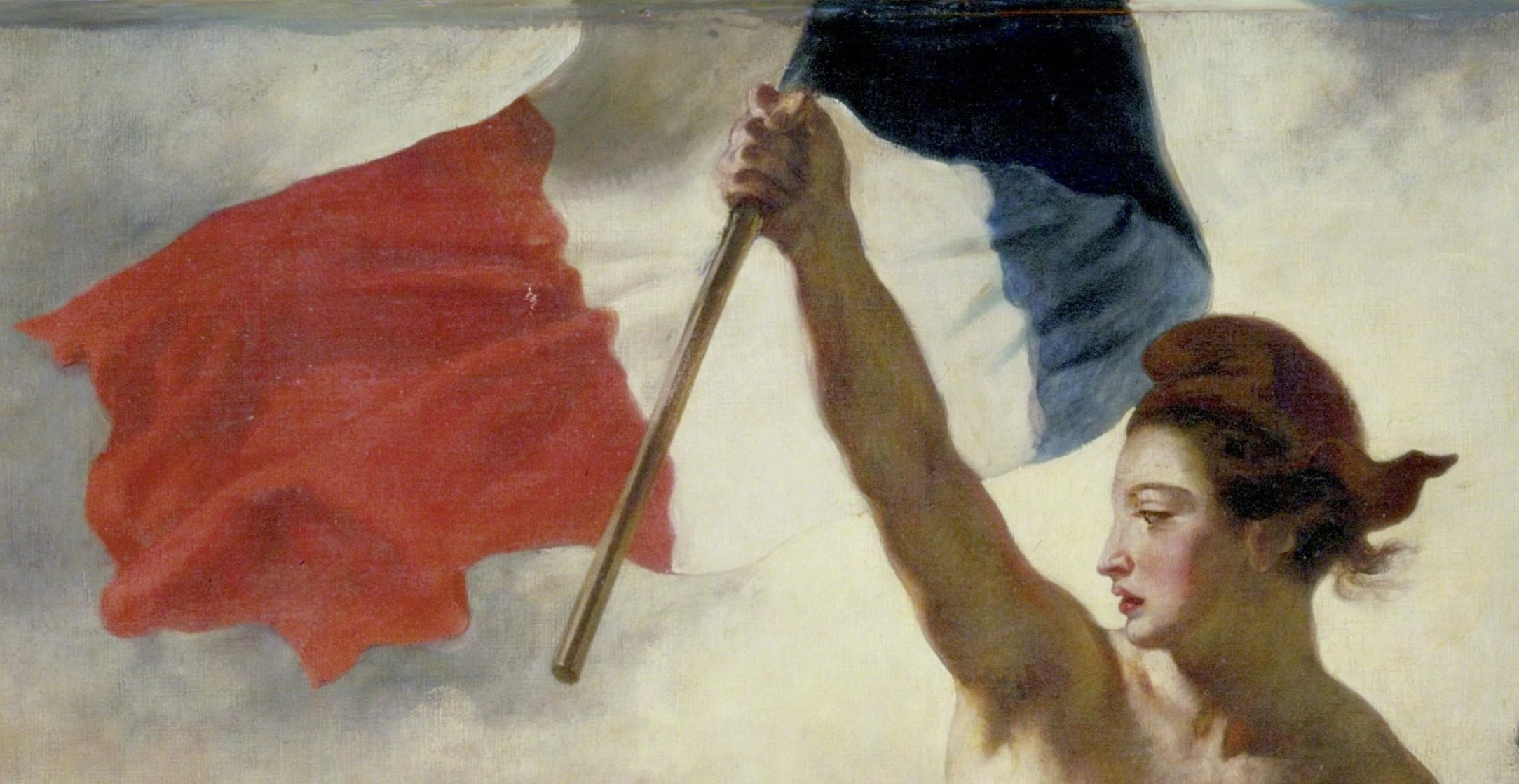 extrait du tableau d'Eugène Delacroix : "La Liberté guidant le peuple " (Musée du Louvre)